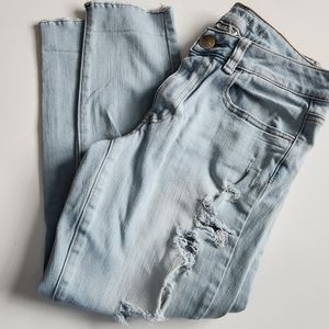 AE Distressed Skinny Crop Jeans